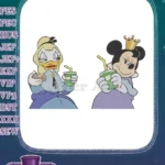 Royal Princess Daisy Duck Minnie Mouse drinks snack embroidery designs - Instant Download