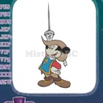 Smiling Mickey Mouse Musketeer Heroic Embroidery Designs with Sword - Instant Download