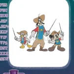 Disney's Three Musketeers Mickey Goofy Donald Embroidery Designs - Instant Download