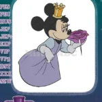 Minnie Mouse Princess Smelling Rose Flower Embroidery Designs - Instant Download