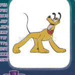 Happy Pluto yellow cartoon dog barking detailed embroidery designs - Instant Download