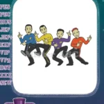 Happy Wiggles band dancing cartoon character embroidery designs - Instant Download
