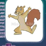 Energetic cartoon squirrel character running embroidery designs - Instant Download