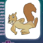 Funny Running Squirrel Cartoon Embroidery Designs for Animal Lovers - Instant Download