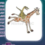 Cute giraffe and snake riding safari animal embroidery designs - Instant Download