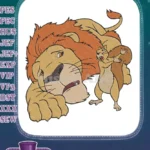 Brave Squirrel Confronting Grumpy Lion Cartoon Embroidery Designs - Instant Download