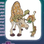 Funny safari animals giraffe snake lion turtle playful embroidery designs - Instant Download