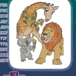 Jungle Safari Animals with Snake Giraffe Lion Koala Embroidery Designs - Instant Download