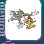 Classic Tom and Jerry Animated Chase Embroidery Designs - Instant Download