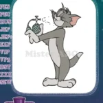 Tom the cat spraying perfume classic cartoon embroidery designs - Instant Download
