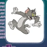 Playful Tom Cat Running Cartoon Embroidery Designs for Classic Animation Fans - Instant Download