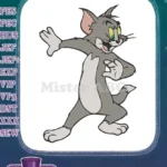 Dynamic Tom Cat running pose cartoon character embroidery designs - Instant Download