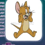 Funny Scared Jerry Mouse Cartoon Character Embroidery Designs - Instant Download