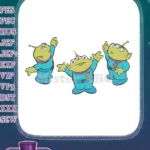 Three eyed green aliens from Toy Story movie embroidery designs - Instant Download