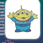 Cute Green Three-Eyed Alien Toy Story Character Embroidery Designs - Instant Download
