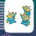 Cute Toy Story green aliens pointing up machine embroidery designs - Instant Download