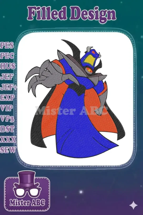Captivating Emperor Zurg embroidery design, perfect for fans of sci-fi villains and animated adventures. High-quality digital stitch file.