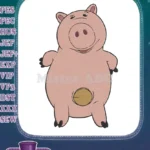 Cute pink cartoon piggy bank Hamm embroidery designs - Instant Download