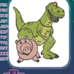 Friendly Toy Story Rex dinosaur and Hamm pig embroidery designs - Instant Download