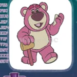 Happy pink Lotso Huggin Bear holding mallet embroidery designs - Instant Download