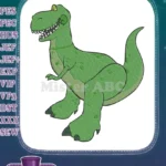 Happy Green Cartoon T-Rex Dinosaur Machine Embroidery Designs - Instant Download