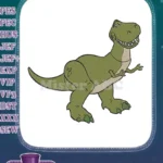 Happy green cartoon dinosaur T-Rex Toy Story embroidery designs - Instant Download
