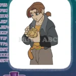 Young Jim Hawkins holding the golden Treasure Map Sphere embroidery designs - Instant Download