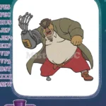 Gruff Space Pirate with Mechanical Arm Embroidery Designs - Instant Download