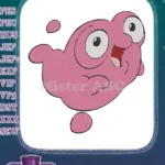 Happy Pink Cartoon Blob Creature Big Eyes Embroidery Designs - Instant Download
