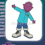 Purple Toodloo character embroidery designs for kids apparel - Instant Download
