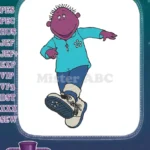 Energetic purple Twini character dancing children's embroidery designs - Instant Download