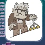 Up movie Carl Fredricksen with walker tennis ball embroidery designs - Instant Download