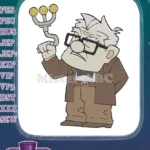 Disney Pixar Up Carl Fredricksen talking stick embroidery designs - Instant Download