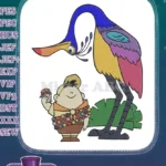 Russell and Kevin Up movie colorful bird embroidery designs - Instant Download