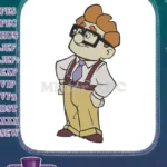 Quirky Cartoon Man with Glasses and Suspenders Embroidery Designs - Instant Download