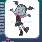 Smiling Vampirina bat-eared girl cartoon character embroidery designs - Instant Download