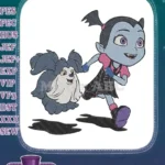 Vampirina and Wolfie running together fun cartoon embroidery designs - Instant Download