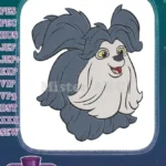 Cute Fluffy Gray White Dog Puppy Happy Face Embroidery Designs - Instant Download