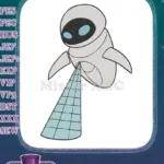 EVE Robot Character with Scanning Beam Embroidery Designs - Instant Download