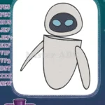 Adorable EVE Robot from WALL-E Movie Embroidery Designs - Instant Download