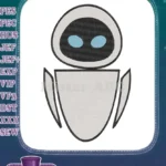 Adorable EVE robot from WALL-E movie embroidery designs - Instant Download