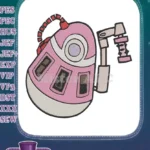Cute Pink Sci-Fi Pod with Mechanical Arm Embroidery Designs - Instant Download