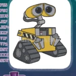 Cute yellow robot WALL-E character embroidery designs for fans - Instant Download