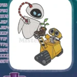 WALL-E and EVE robot with plant in a boot embroidery designs - Instant Download