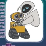 Wall-E and EVE Robot Couple Romantic Embrace Embroidery Designs - Instant Download