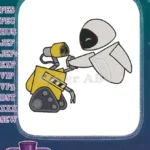 Cute WALL-E and EVE Robot Love Embroidery Designs - Instant Download