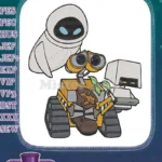 Cute WALL-E and EVE robot plant movie embroidery designs - Instant Download
