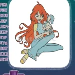 Winx Club Bloom and Kiko cartoon embroidery designs - Instant Download