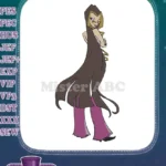 Fashionable mysterious hooded woman long flowing hair embroidery designs - Instant Download