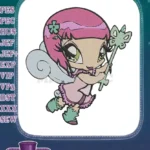 Cute Pink-Haired Fairy with Star Wand Embroidery Designs - Instant Download
